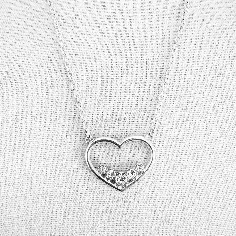 Crystal Heart Pendant Necklace | 17.5” Adjustable